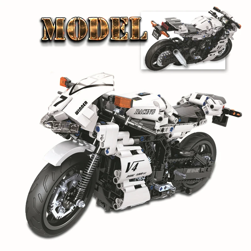 

Finger Rock 1:6 Scale Racing Motorcycle Building Blocks Children DIY Creative Vehicle Model Building Bricks Toys For Boy Oyuncak