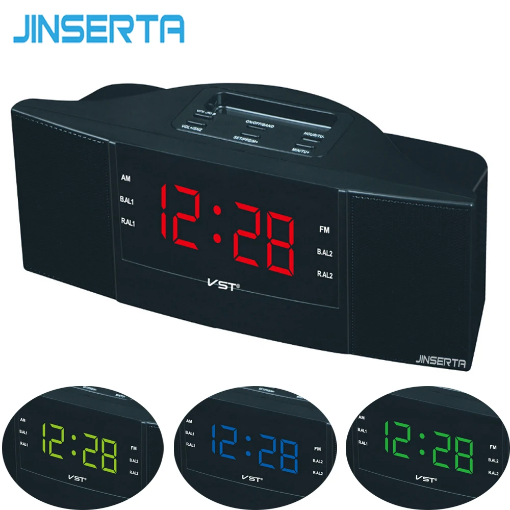 

JINSERTA FM/AM Radio with Snooze Sleep Function LED Display Home Desk Radio Alarm Clock EU Plug