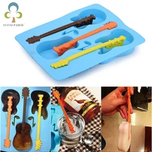 Гитары формы кубики льда Силиконовые самодельный лед коробка для делает гитара с расцветкой льда Новинка подарки лоток LYQ