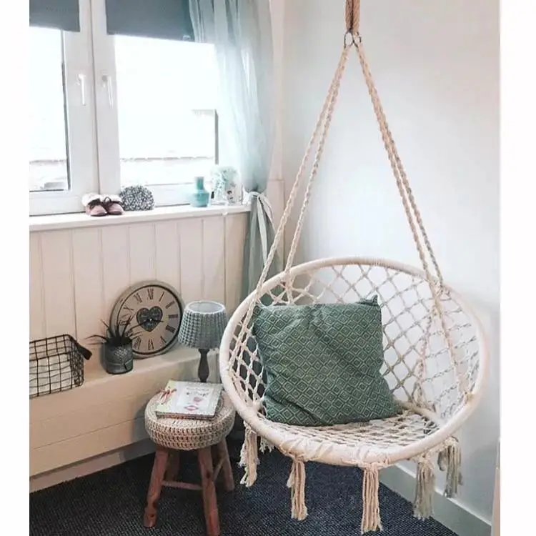  Nordic Style Handmade Knitted Round Hammock Outdoor Indoor Dormitory Bedroom Children Swing Bed Kid - 32860226413
