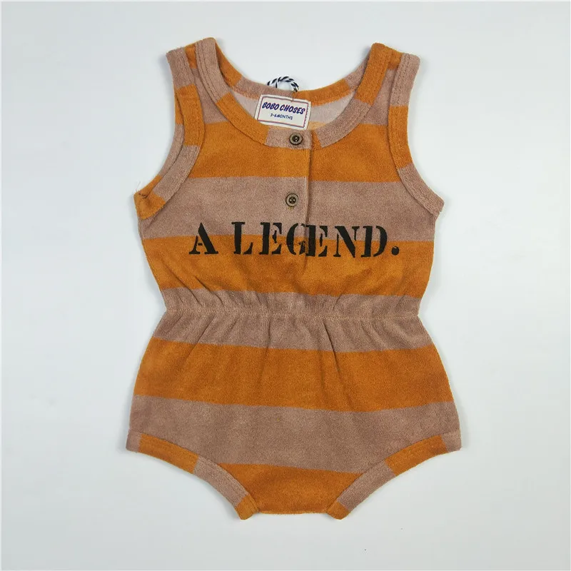 

BOBOZONE Striped A legend Letter onesie for girl baby
