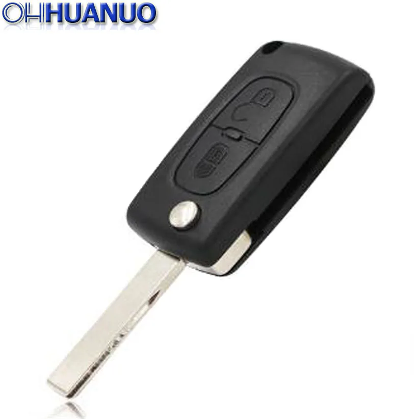 

2 Button Folding Key Blank Keys Case For Peugeot 107 207 307 308 SW 308 407 607 Car Remote Key Key With Uncut Blade HU83