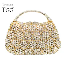 Бутик De FGG ослепительный снег выдалбливают женщин топ-ручка кристалл вечерние сумки Свадебные клатч Minaudiere дамские сумочки и кошельки