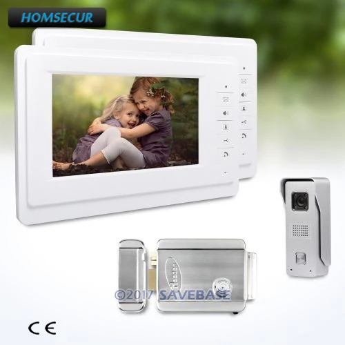 

HOMSECUR 7inch Video Door Entry Call System With Electric Lock + 2 Monitors + 1 Camera