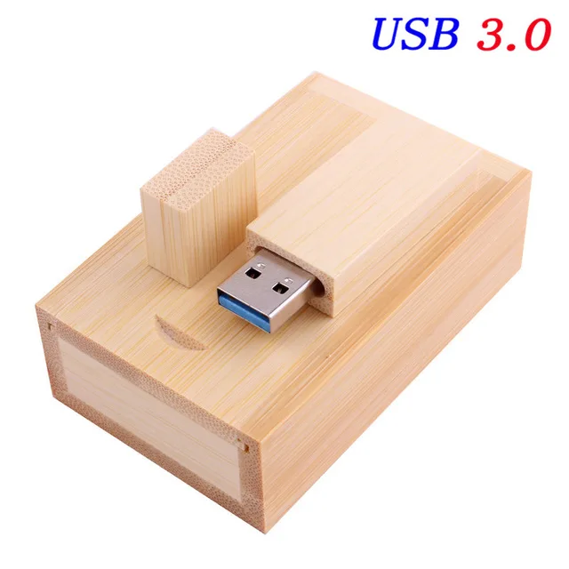 JASTER USB 3,0 флэш-накопитель в деревянном корпусе с логотипом на заказ Бамбук usb с коробкой usb флэш-накопитель карта памяти, Флеш накопитель pendrive 8GB 16GB 32GB 64GB - Цвет: Bamboo