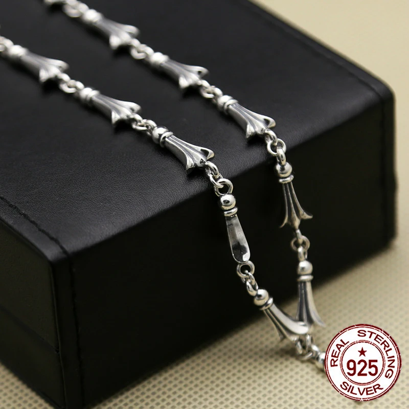 

100% S925 sterling silver men's necklace personality fashion retro jewelry domineering punk style cross tail shape to send lover