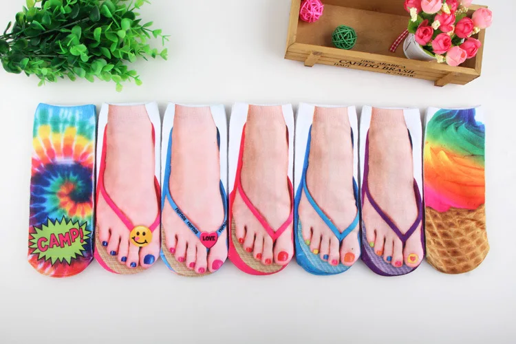 

New Soft Socks Women Cute 3D Printed Casual Socks Cute Toe Unisex Low Cut Ankle Socks 1 Pair