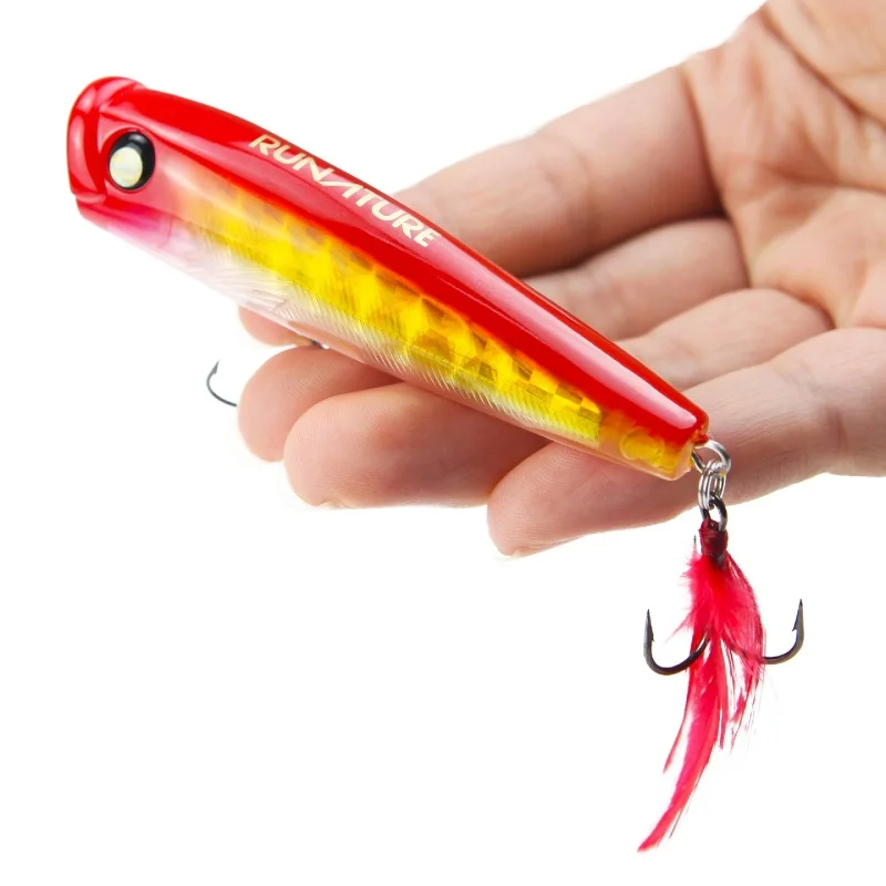 Runature Fishing Top Water Lure Popper Bait 85mm/15g Swim Bait Trout Fishing Carp Bait Floating Popper Fishing Lures Bait