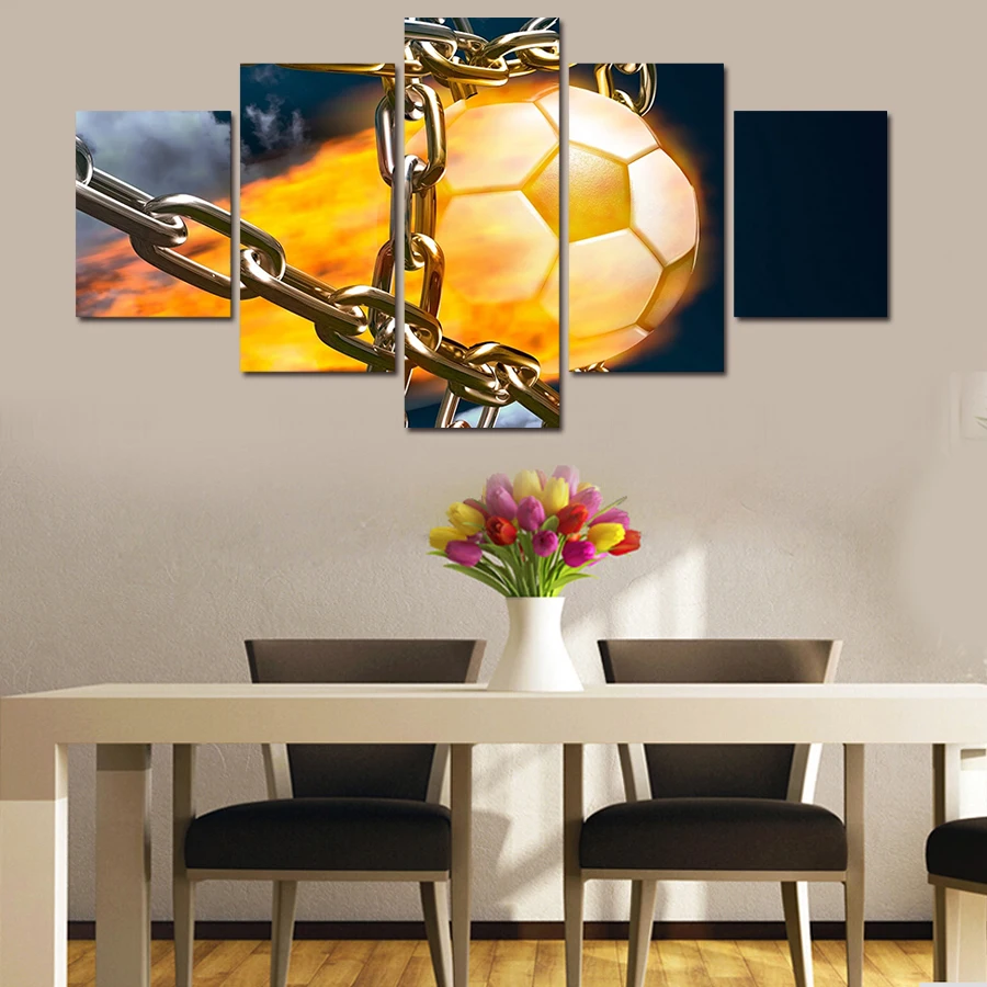 

Prints HD Home Decoration Painting Wall Art 5 PiecesSet Football Fashion Canvas Modular Pictures For Living Room Framed