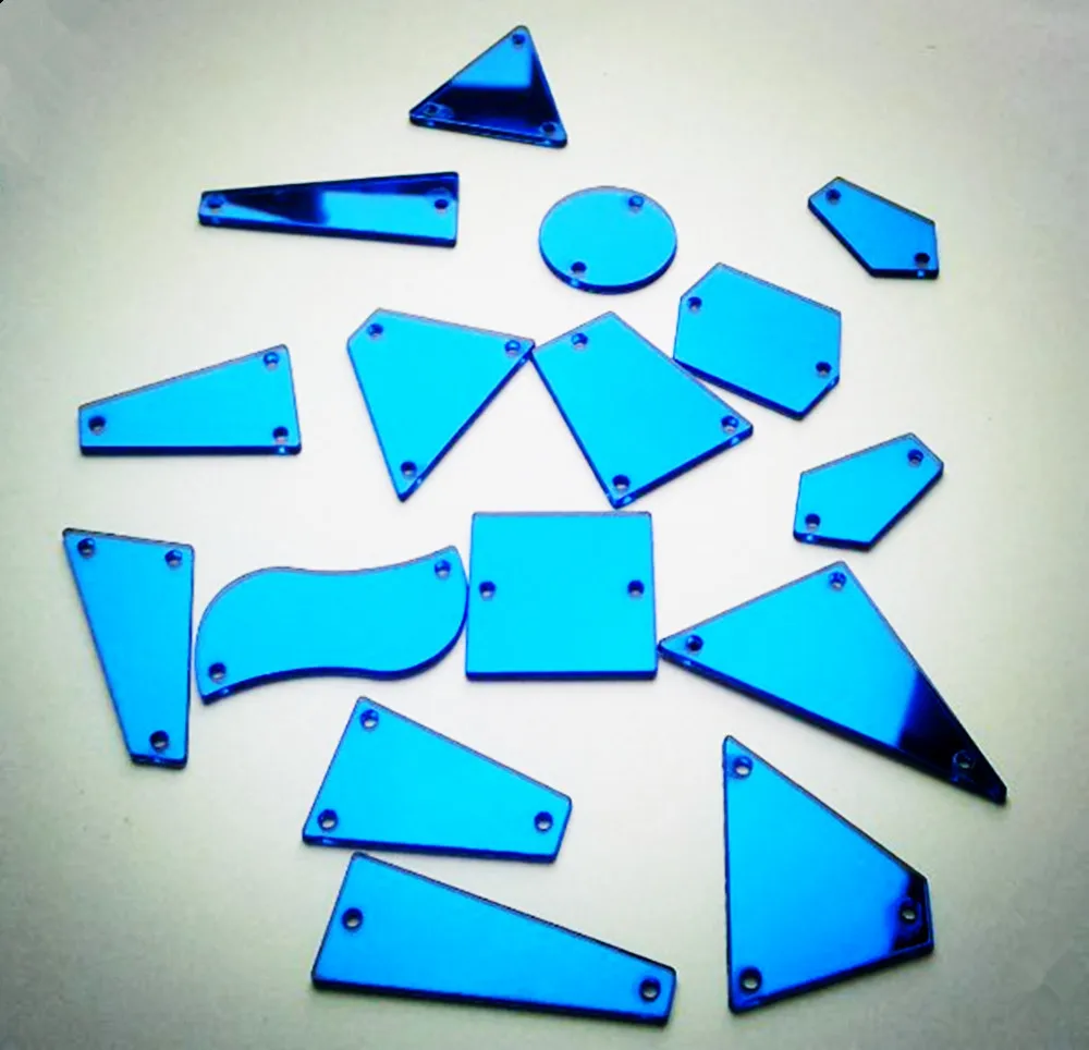 

30pcs Dark Blue Sew on Mirror Rhinestones, DIY Acrylic Flatback Mirrored Beads for Costume Evening Dresses Garment Accessory