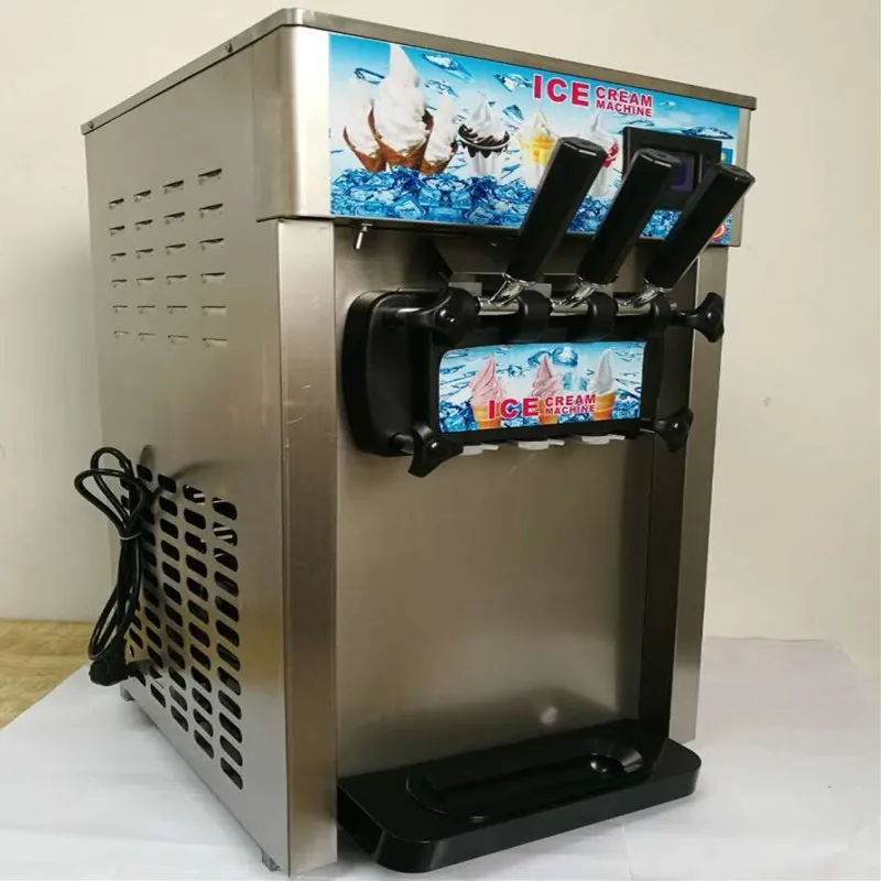 New 3 Head TableTop Soft Ice Cream Yogurt Machine 220v 50hz/60hz Sea SHipping 