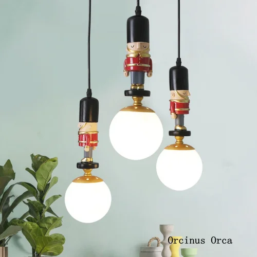 

Cartoon Creative British Soldier Chandelier Boys Bedroom Children's Room Lamp American Mediterranean LED Doll Chandelier