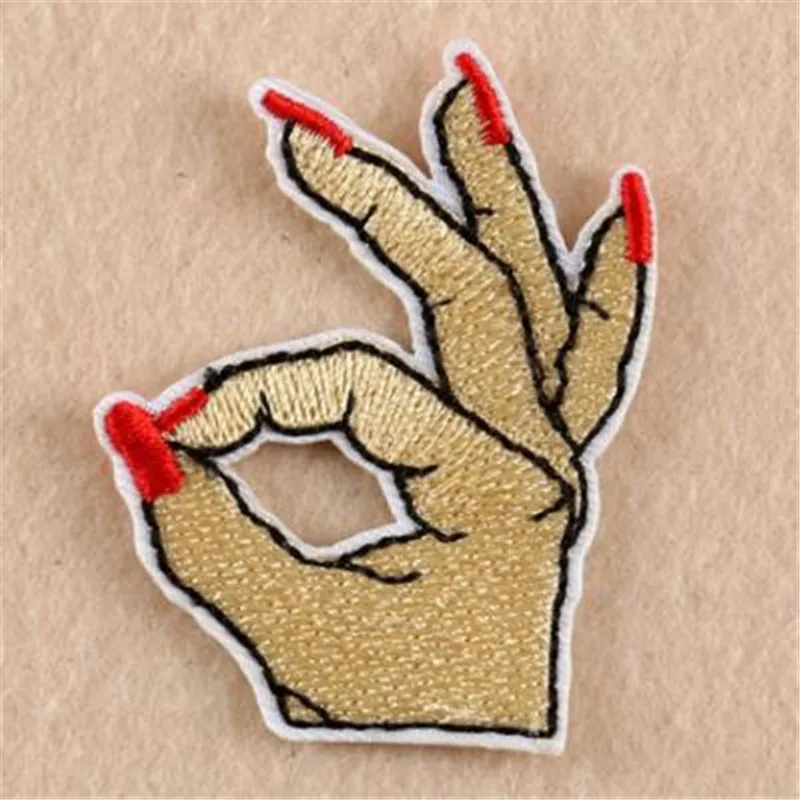 

Women/Men/Kids/Baby clothes Diy embroidery biker patch ok gesture deal with it Iron on patches for clothing girl cute stickers