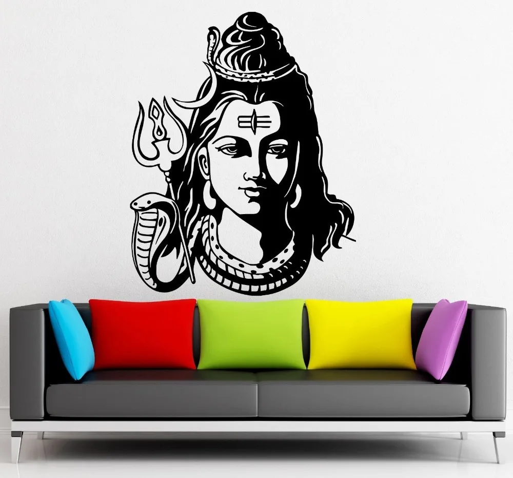

Free shiping diy vinyl stickers God Shiva India Hindu Religion Wall Sticker home decor Wall Decals Vinyl Wallpaper Mural