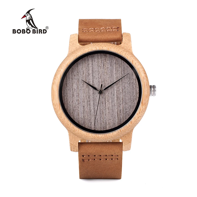 BOBO BIRD WA18L10 Vintage Lightweight Round Bamboo Wood Quartz Watches With Leather Bands for Women Men watches top brand design