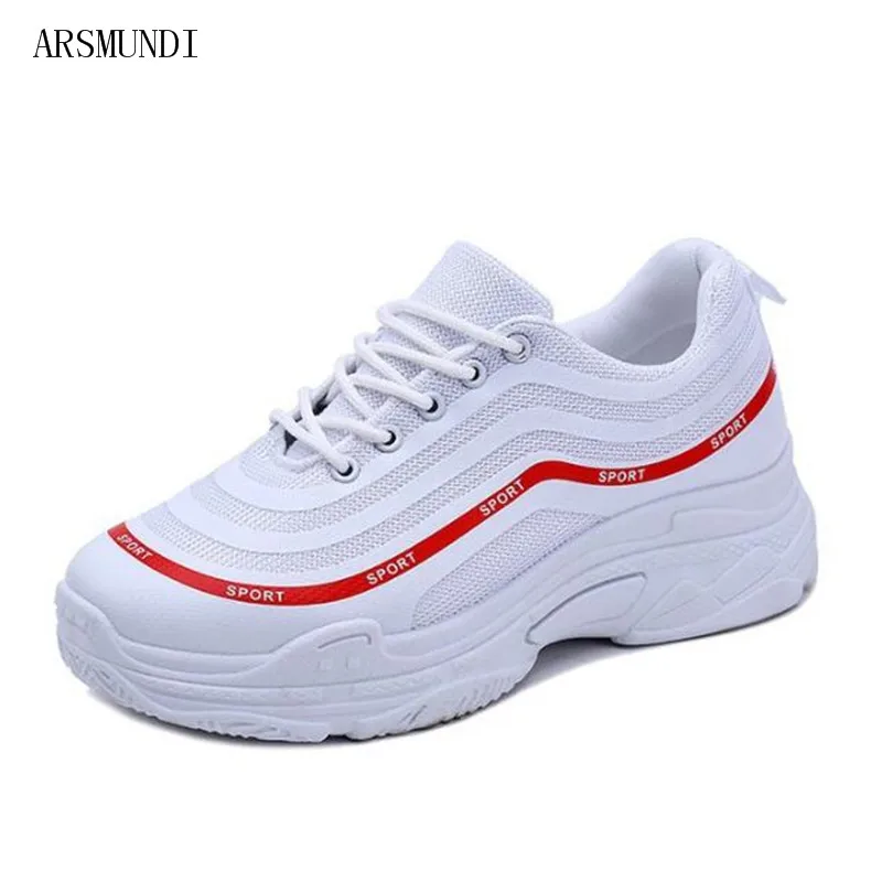 

ARSMUNDI 2018 New Spring Women Shoes For Woman Casual Shoes Wild Platform Female Leisure Black White Pink Letters Sneakers M237