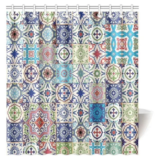 Aplysia Moroccan Decor Shower Curtain Patchwork Pattern From Aplysia Moroccan Decor Shower Curtain Patchwork Pattern From Colorful Tiles Traditional Decorating Bathroom Curtains