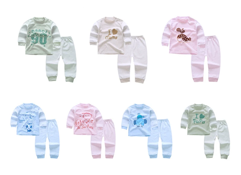 Cotton Infant Baby Clothes Sets Kids 2017 Autumn Winter Long Sleeved Pajamas Charater Pattern Baby Suits For 0-2 Years CL1500 (9)