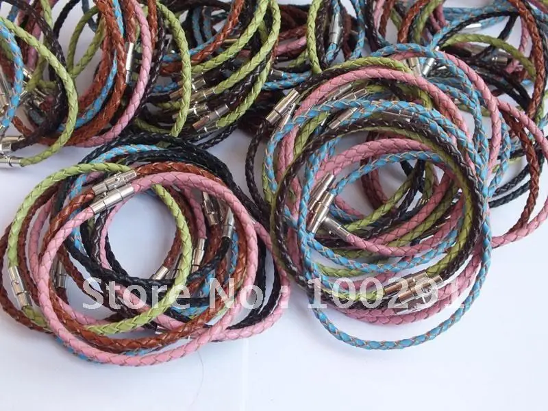 3mm 19-22cm can choose (white size you want in message is ok )Fashion Bracelet Real Leather bracelet cord fit charm jewelry