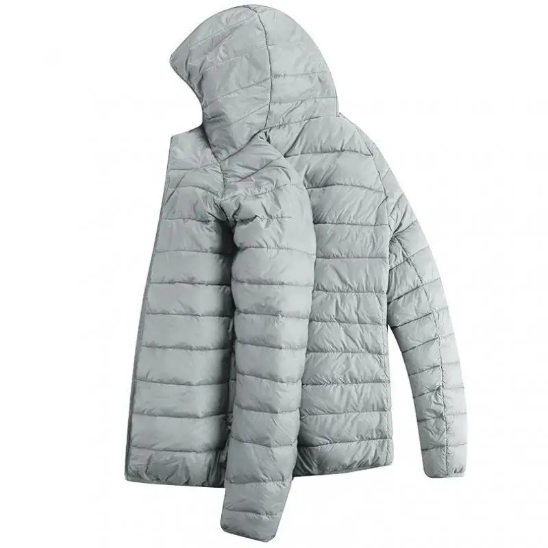 

Fashion Light Men Winter Down Jacket 2019 Slim Gray Hooded Parka Jacket Mens Solid Color Zip Jacket Coats Waterproof down jacket
