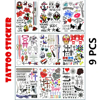 

Nu-TATY Owl anchor style Temporary Tattoo Body Art Flash Tattoo Stickers 21*15cm Waterproof Tatoo Home Decor