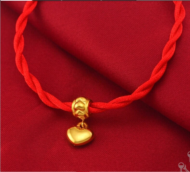

999 24k Yellow Gold Smooth Heart Weave Bracelet