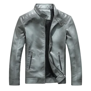 

Collar locomotive man gradient of new fund of 2019 autumn winters is PU leather Add wool young leather jacket