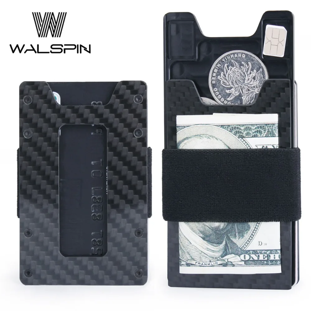 Minimalist Carbon Fiber Slim Wallet for Men & Women Aluminum Front