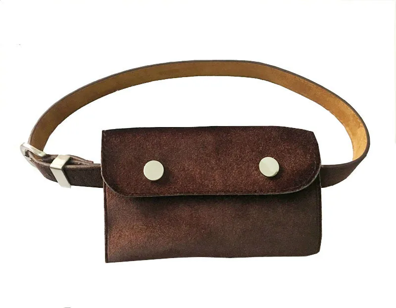 Brand Fashion Velvet Women Waist Bag Belt Female Money Phone Waist Packs Fanny Pack for Women Waistbag Leather Bum Pouch - Цвет: Brown