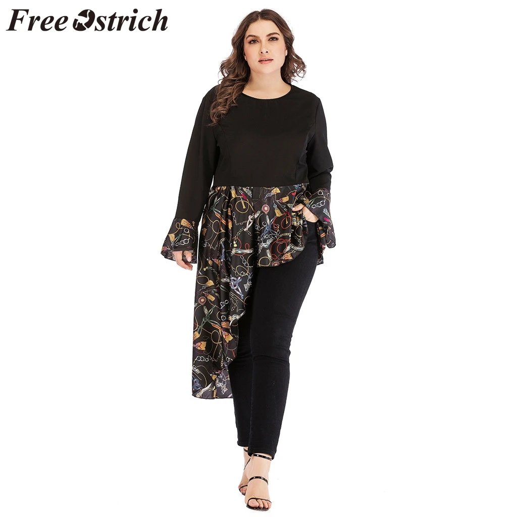

FREE OSTRICH Sweater Women Large Size Lady Irregular Leopard Print O-Neck Dignified Female Keep Warm Autumn Knit Sweater Women