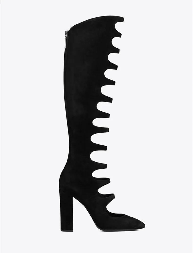 Chaussures femme/черные летние пикантные кожаные сапоги на высоком каблуке, высокие сапоги до бедра, botines mujer,, женская обувь с острым носком
