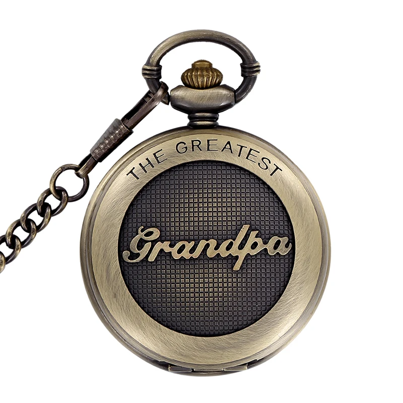Античный Greatest дедушка бронза кварцевые карманные часы Подвеска Сеть Для мужчин папа часы подарки WP4004