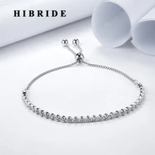 HIBRIDE, новая мода, круглый кристалл, кубический циркон, теннисные бакелеты для женщин, коробка, цепь, Pulseras Mujer, ювелирные изделия, B-141