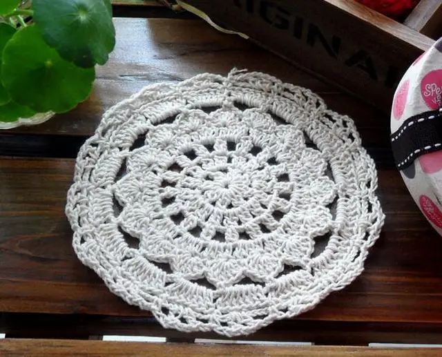 Lusso crochet fai da te panno di cotone tovaglietta tabella mat pad ... Tovagliette fai da te