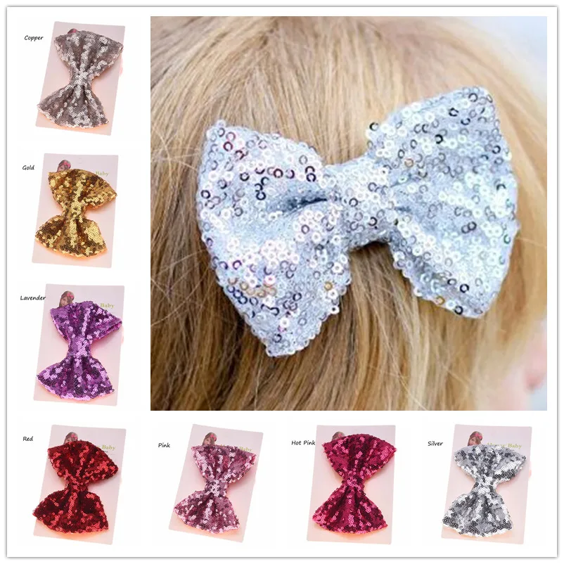 24pcs Sequin Hair Bows Large Hairbow hairclip Gold Hair bows Fashion