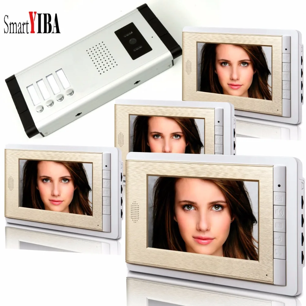 SmartYIBA 7\ House/Flat Apartment Video Intercom Doorbell Video Door Phone System Video Entry Access System For 4 Units Rooms SmartYIBA 7\ House/Flat Apartment Video Intercom Doorbell Video Door Phone System Video Entry Access System For 4 Units Rooms