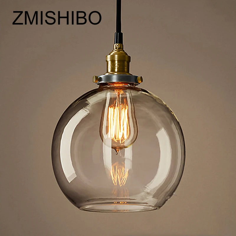 Винтажная стеклянная Подвесная лампа ZMISHIBO 110 240 В E27 потолочные светильники из