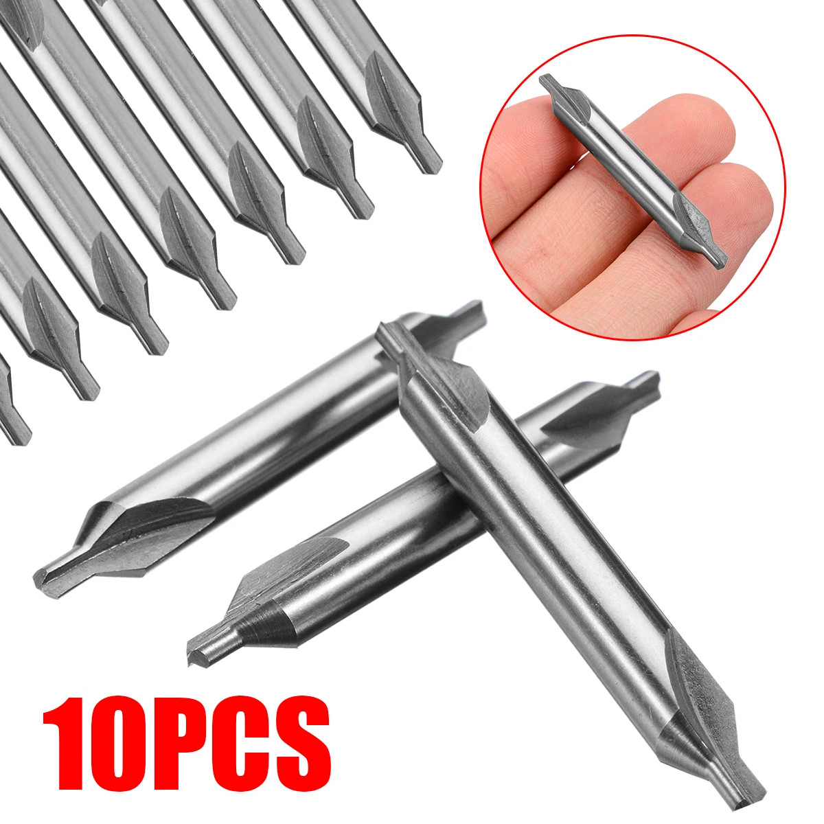 10pcs 60 Degree Combined Drill 2.5mm High Speed Steel Center Drill Countersinks Power Tools for Producing Center Holes