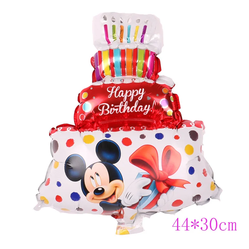 Большие фольгированные шары с Микки и Минни Маус, украшенные красным бантом для дня рождения, Детские классические игрушки, вечерние шары с Минни Маус - Цвет: MN00702 red cake