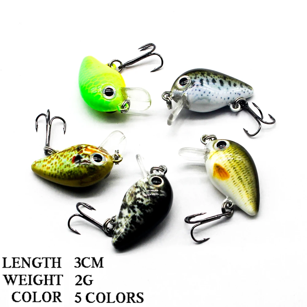 

LUREASY 5pcs Minnow Fishing Lure 3cm 2g Crank Hard Bait artificial Wobblers jigging lure set
