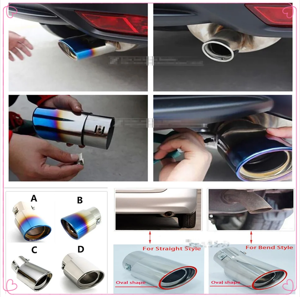 

Stainless Steel Car Exhaust Muffler Tip pipe cover Tail For Mitsubishi ASX Endeavor Expo Galant Grandis Lancer Mirage Montero