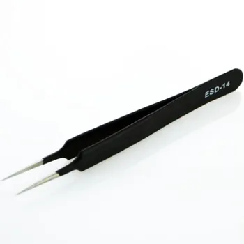 

ESD-14 Antimagnetic Acid Tweezers High Elastic Stainless Steel Tip Tweezers anti-static Tweezers