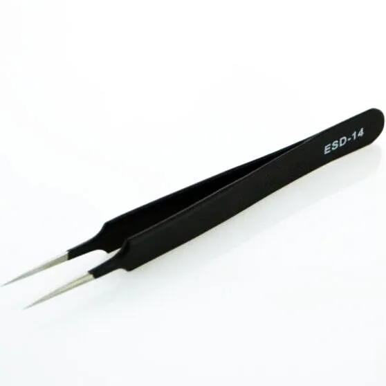 

ESD-14 Antimagnetic acid tweezers high elastic stainless steel tip tweezers anti-static tweezers