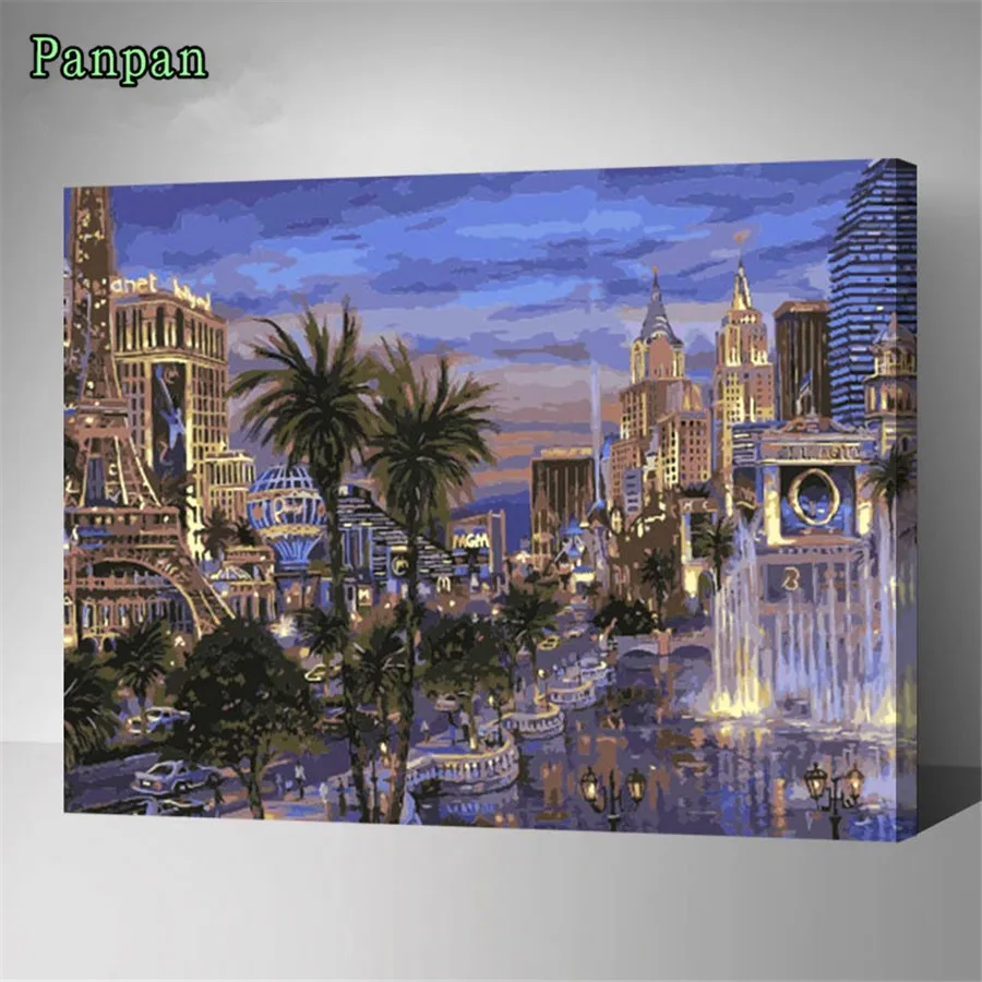 

Hot 3D Unframed Picture On Wall DIY Digital Oil Painting By Numbers Coloring Kits Landscape Decorative Pictures Christmas Gift
