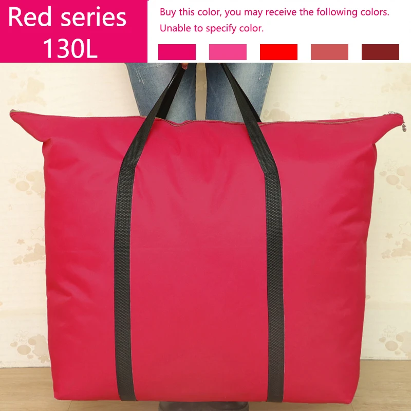Прочная подвижная сумка из ткани Оксфорд Водонепроницаемая портативная Большая вместительная стеганая сумка Толстая очень большая тканевая сумка - Цвет: Red series 130L