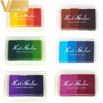 

6 Sets/lot Creative DIY Oil 24 Colors Ink Pad Rubber Stamps for Vivid Scrapbook Albums Card-making Craft Fingerprint Tree