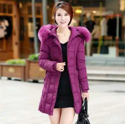

Winter Ladies Raccoon Fur Collar Hooded White Duck Coat Middle Aged Women Long Sleeve Jacket Plus Size 4XL H5354
