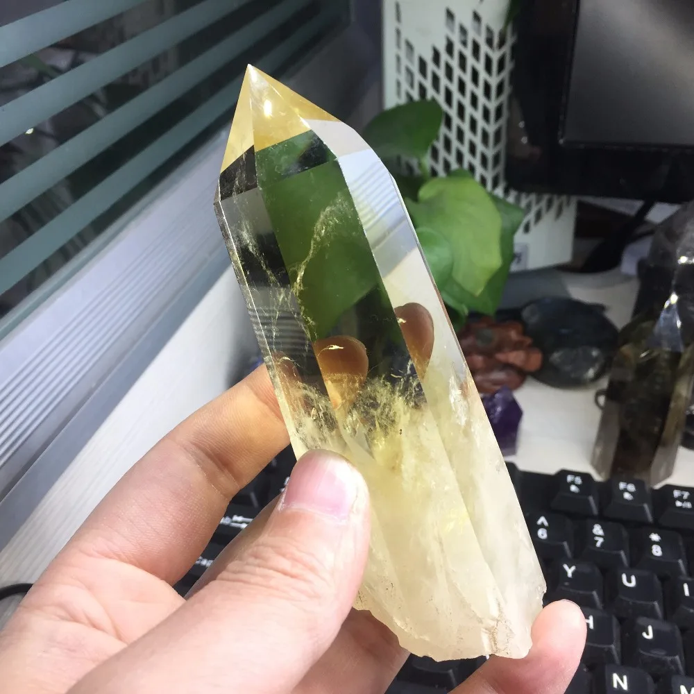 

237g Citrine quartz crystal wand Christmas Decoration for Home Natural Quartz Crystal Wand feng shui Minerals Stone #BH944