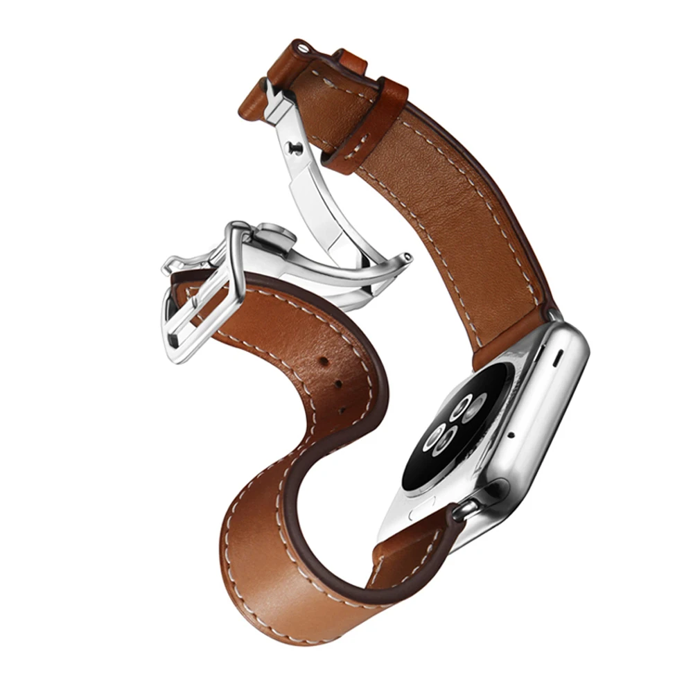 

leather wrist watch band for apple watch 3/2/1 42mm/38mm bracelet metal buckle belt watch band for iwatch watch accessories