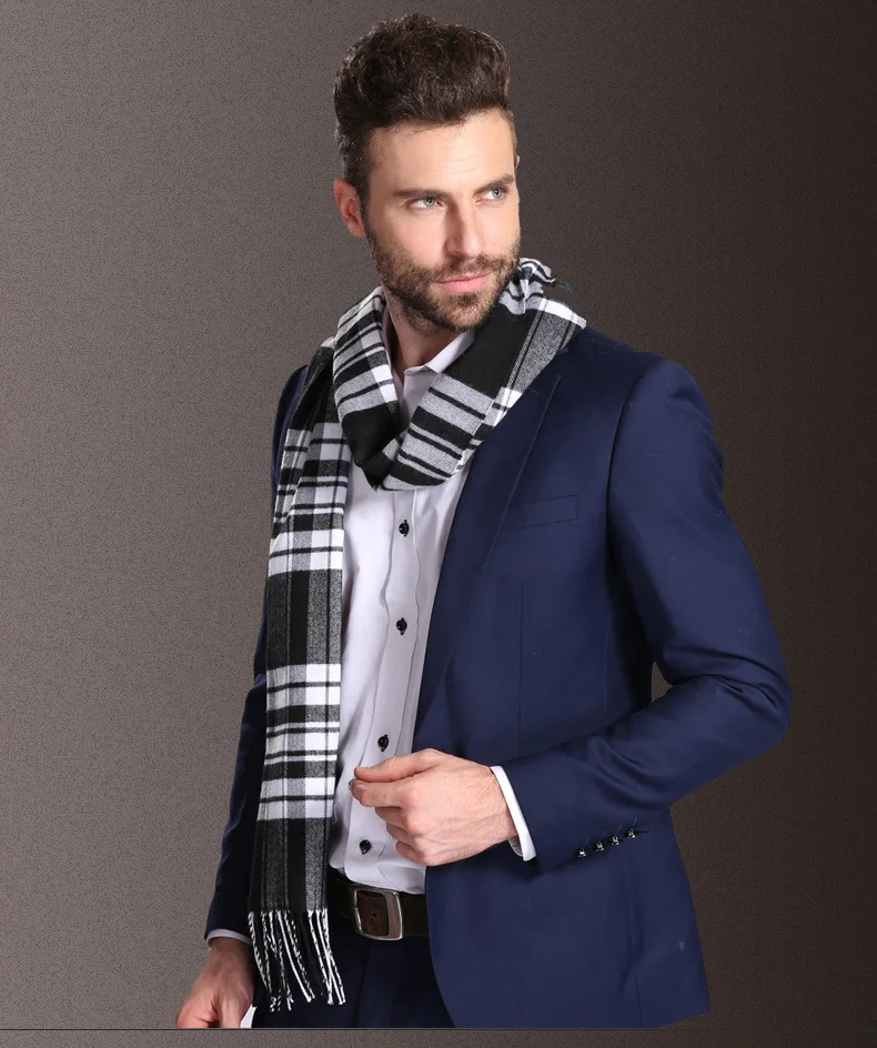 2021 New Europe Fashion Shawl Scarves Men Winter Warm Tartan Designer Scarf Business Sjaal Plaid Cotton Wraps Bufanda Foulard